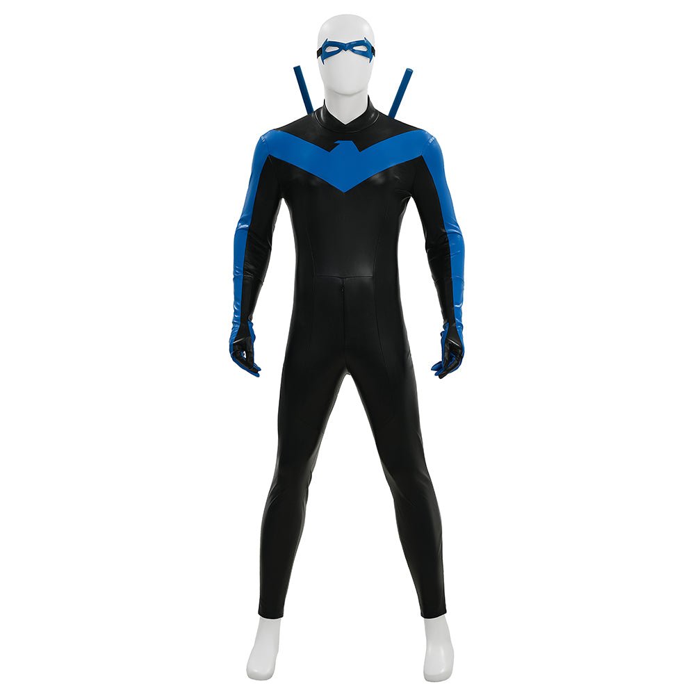 DC Comics Nightwing Dick Grayson Blue Non - Muscle Bodysuit Full Set Cosplay Costume - Coscosmos