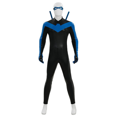 DC Comics Nightwing Dick Grayson Blue Non - Muscle Bodysuit Full Set Cosplay Costume - Coscosmos