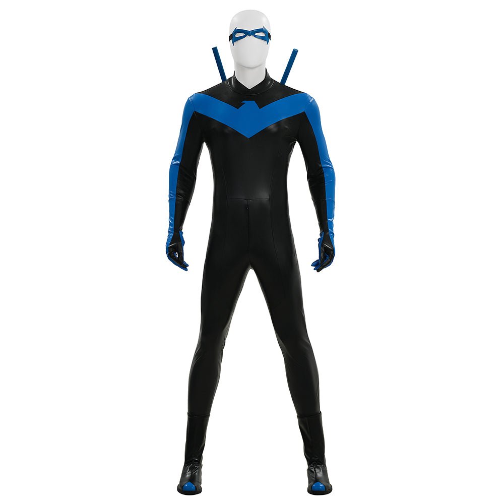 DC Comics Nightwing Dick Grayson Blue Non - Muscle Bodysuit Full Set Cosplay Costume - Coscosmos