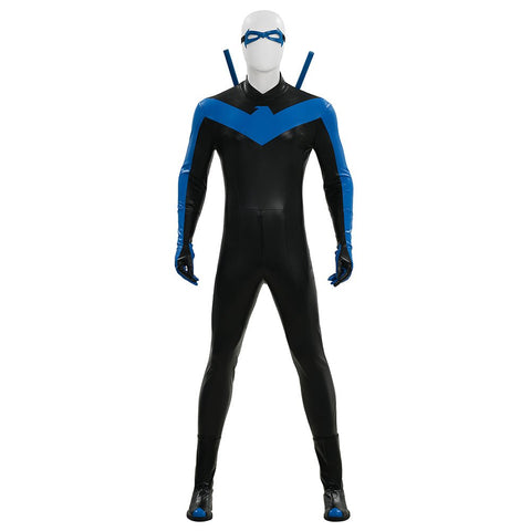 DC Comics Nightwing Dick Grayson Blue Non - Muscle Bodysuit Full Set Cosplay Costume - Coscosmos