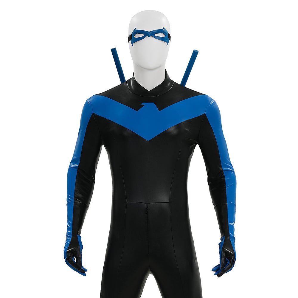 DC Comics Nightwing Dick Grayson Blue Non - Muscle Bodysuit Full Set Cosplay Costume - Coscosmos