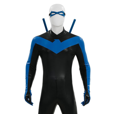 DC Comics Nightwing Dick Grayson Blue Non - Muscle Bodysuit Full Set Cosplay Costume - Coscosmos
