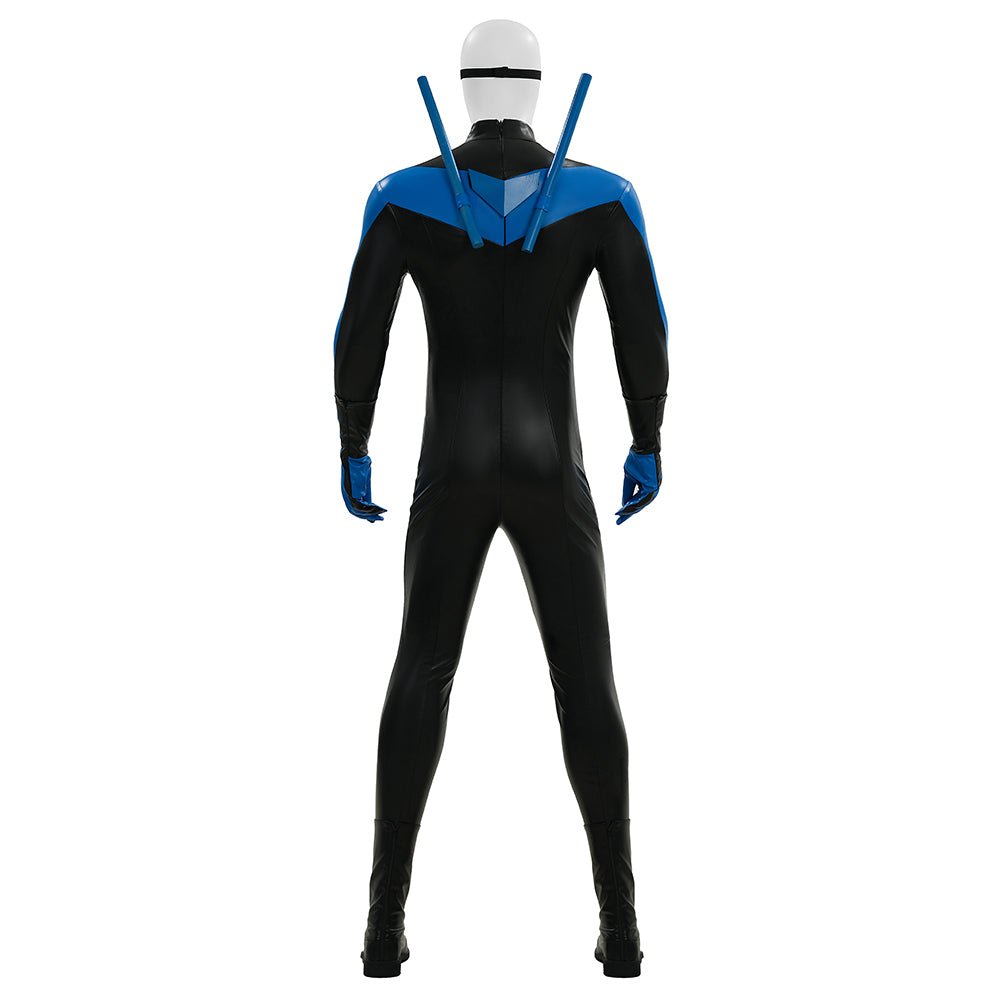 DC Comics Nightwing Dick Grayson Blue Non - Muscle Bodysuit Full Set Cosplay Costume - Coscosmos