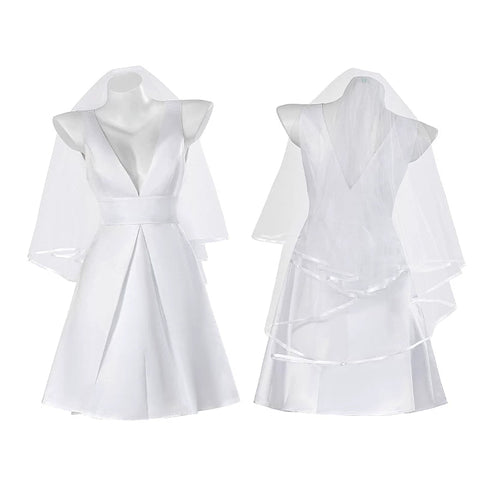 DC Harley Quinn Joker Wedding Dress Cosplay Costume Full Set - Official Movie Outfit Replica - Coscosmos