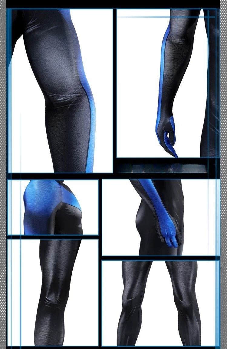 DC Movie Nightwing Cosplay Costume, Jumpsuit with Eye Mask Full Set - Coscosmos