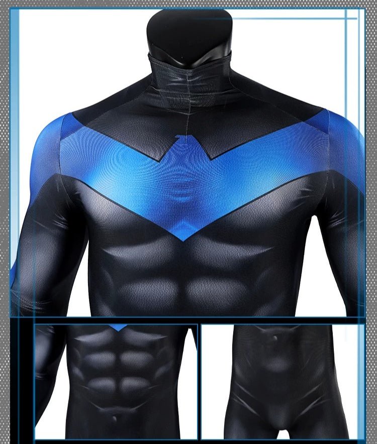 DC Movie Nightwing Cosplay Costume, Jumpsuit with Eye Mask Full Set - Coscosmos
