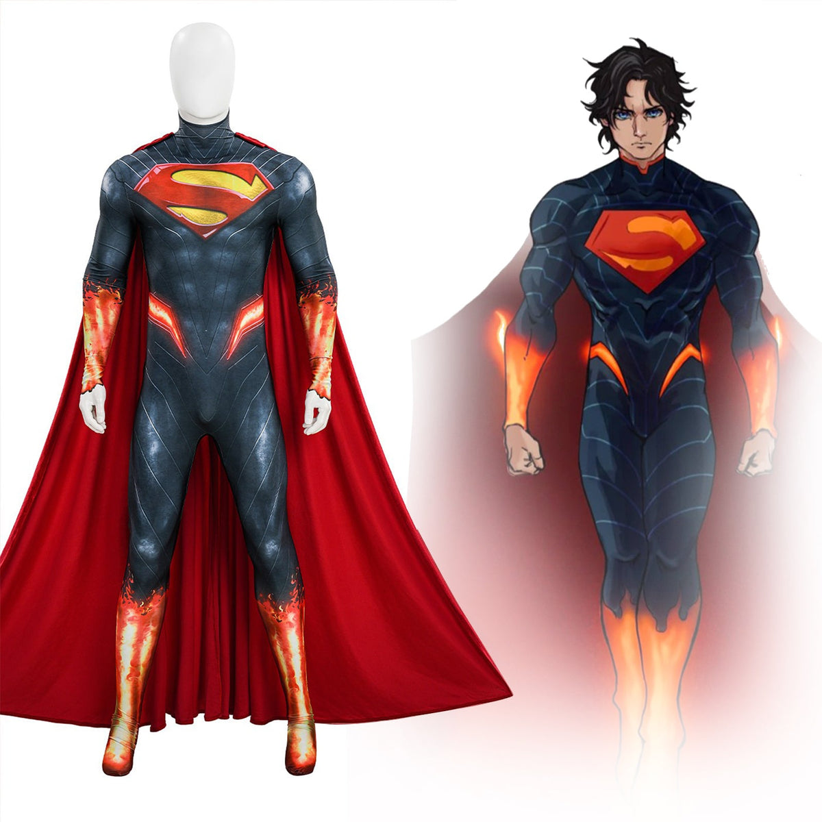 DC Superman Deluxe Cosplay Costume Absolute Superman Hero Jumpsuit Comic Version Full Set - Coscosmos