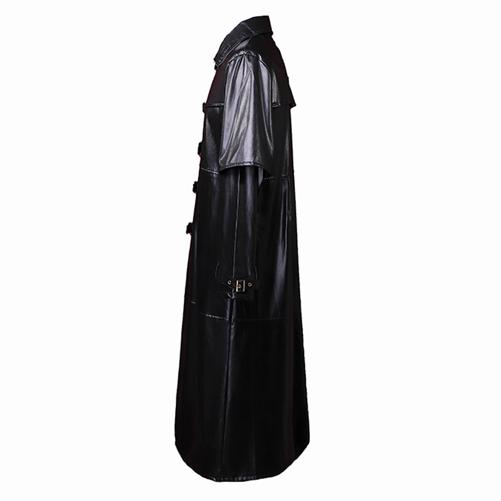 Medieval Gothic Plague Doctor Costume PU Leather Jacket - Steampunk Vampire Horror Long Coat