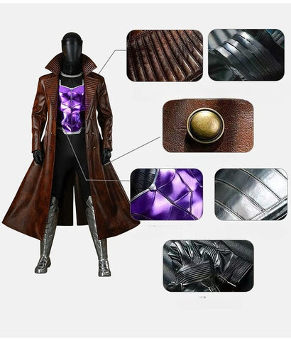 Deadpool and Wolverine: Gambit Full Cosplay Costume Set for Men - Coscosmos