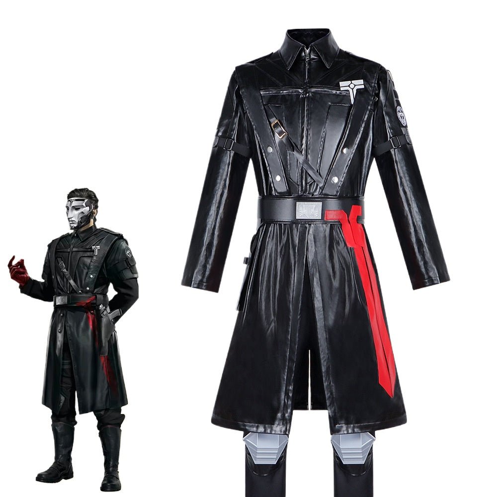 Delta Force Cosplay Costume: Warden Gehennos Leather Jacket and Trench Coat Suit - Coscosmos
