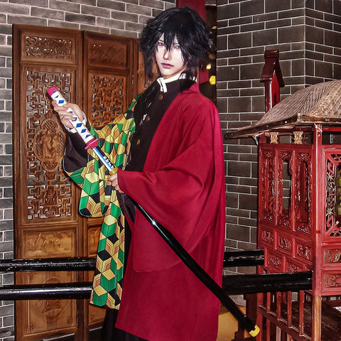 Demon Slayer Cosplay Uniform Set For Adult and Kids Kamado Tanjiro & Tomioka Giyu Halloween Deal - Coscosmos