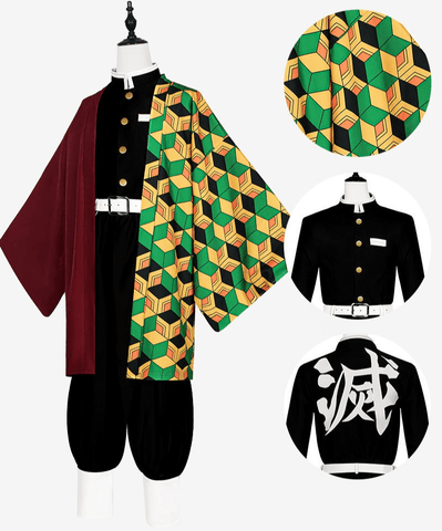 Demon Slayer Cosplay Uniform Set For Adult and Kids Kamado Tanjiro & Tomioka Giyu Halloween Deal - Coscosmos