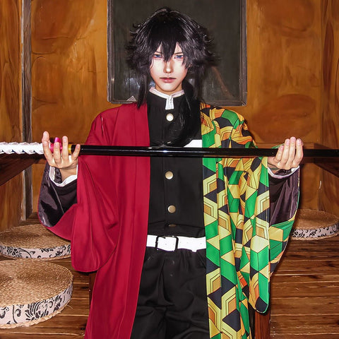 Demon Slayer Cosplay Uniform Set For Adult and Kids Kamado Tanjiro & Tomioka Giyu Halloween Deal - Coscosmos
