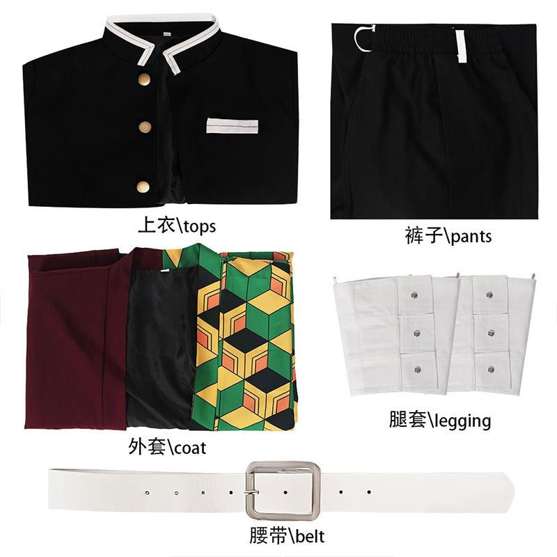 Demon Slayer Cosplay Uniform Set For Adult and Kids Kamado Tanjiro & Tomioka Giyu Halloween Deal - Coscosmos