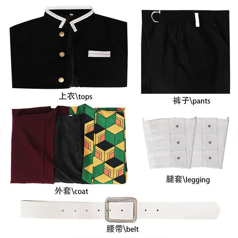 Demon Slayer Cosplay Uniform Set For Adult and Kids Kamado Tanjiro & Tomioka Giyu Halloween Deal - Coscosmos
