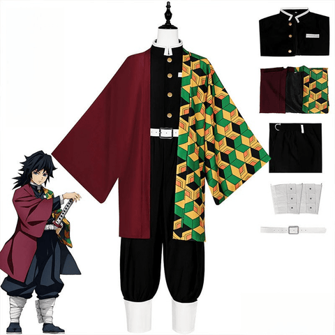 Demon Slayer Cosplay Uniform Set For Adult and Kids Kamado Tanjiro & Tomioka Giyu Halloween Deal - Coscosmos