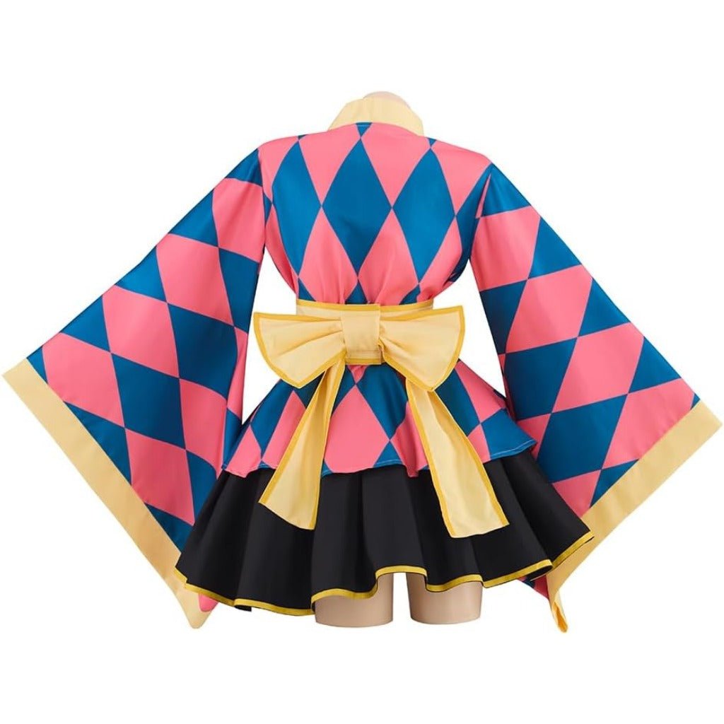Demon Slayer Howl's Moving Castle Anime Women Pink Kimono Lolita Dress with Bow - Coscosmos