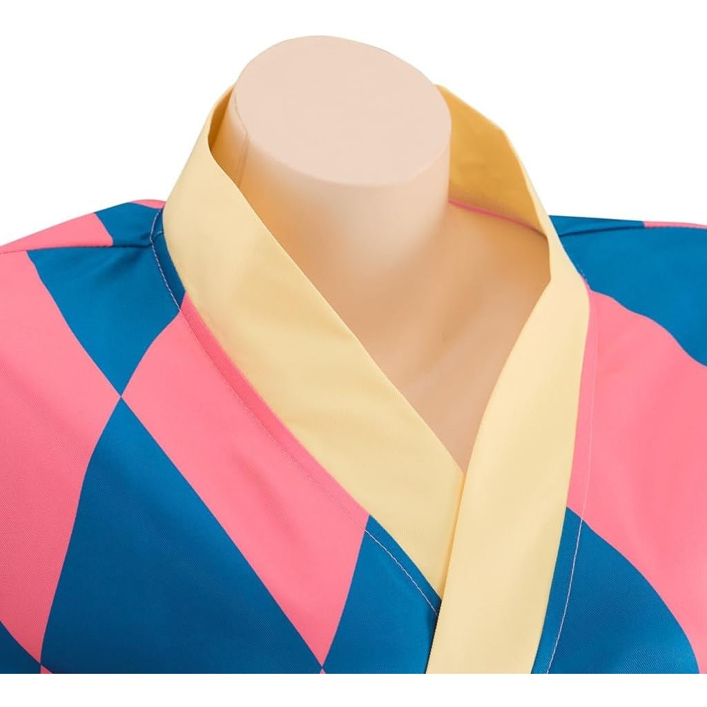 Demon Slayer Howl's Moving Castle Anime Women Pink Kimono Lolita Dress with Bow - Coscosmos