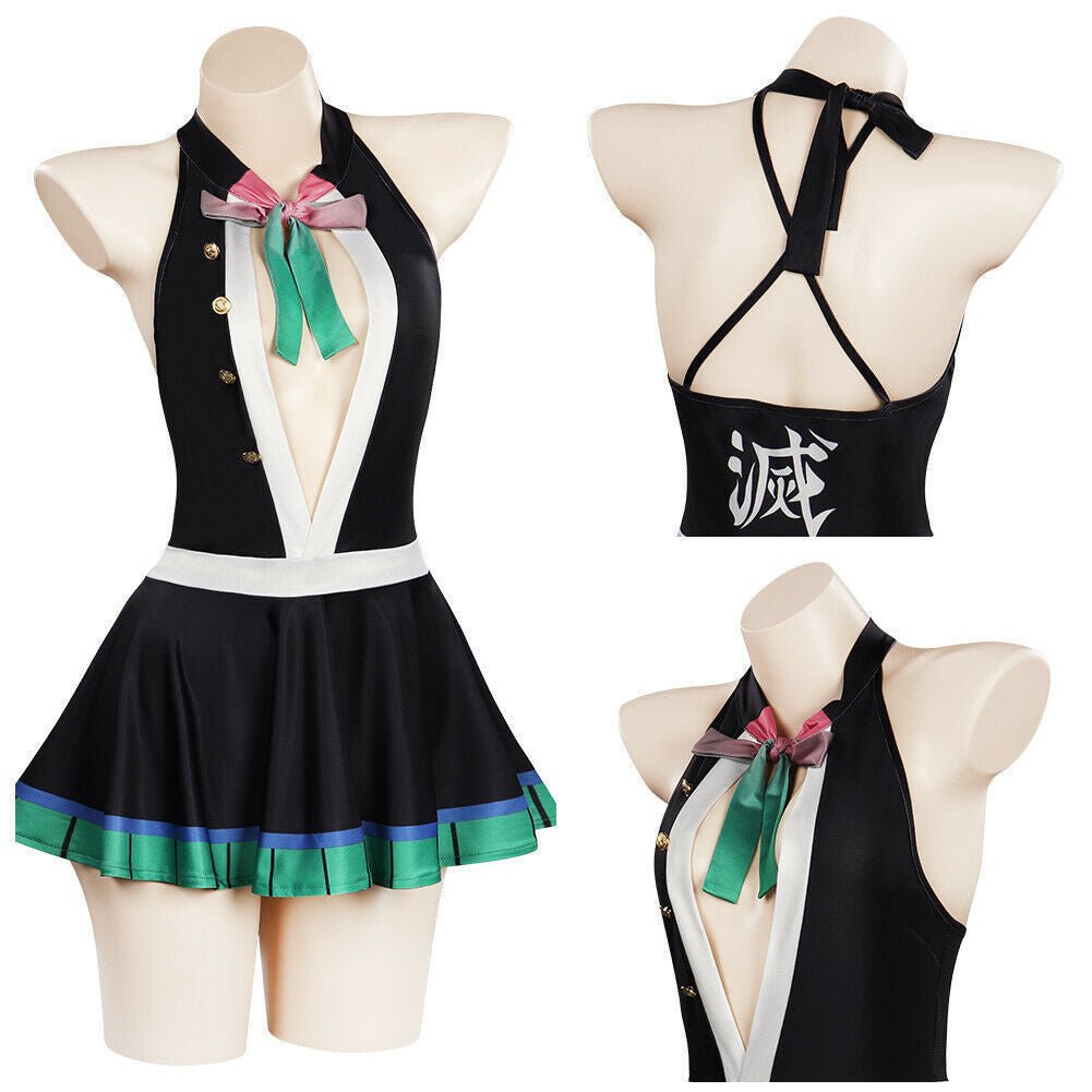 Demon Slayer: Kimetsu no Yaiba Agatsuma Zenitsu, Kochou Shinobu, Kamado Tanjiro Swimsuit Cosplay Costume - Coscosmos