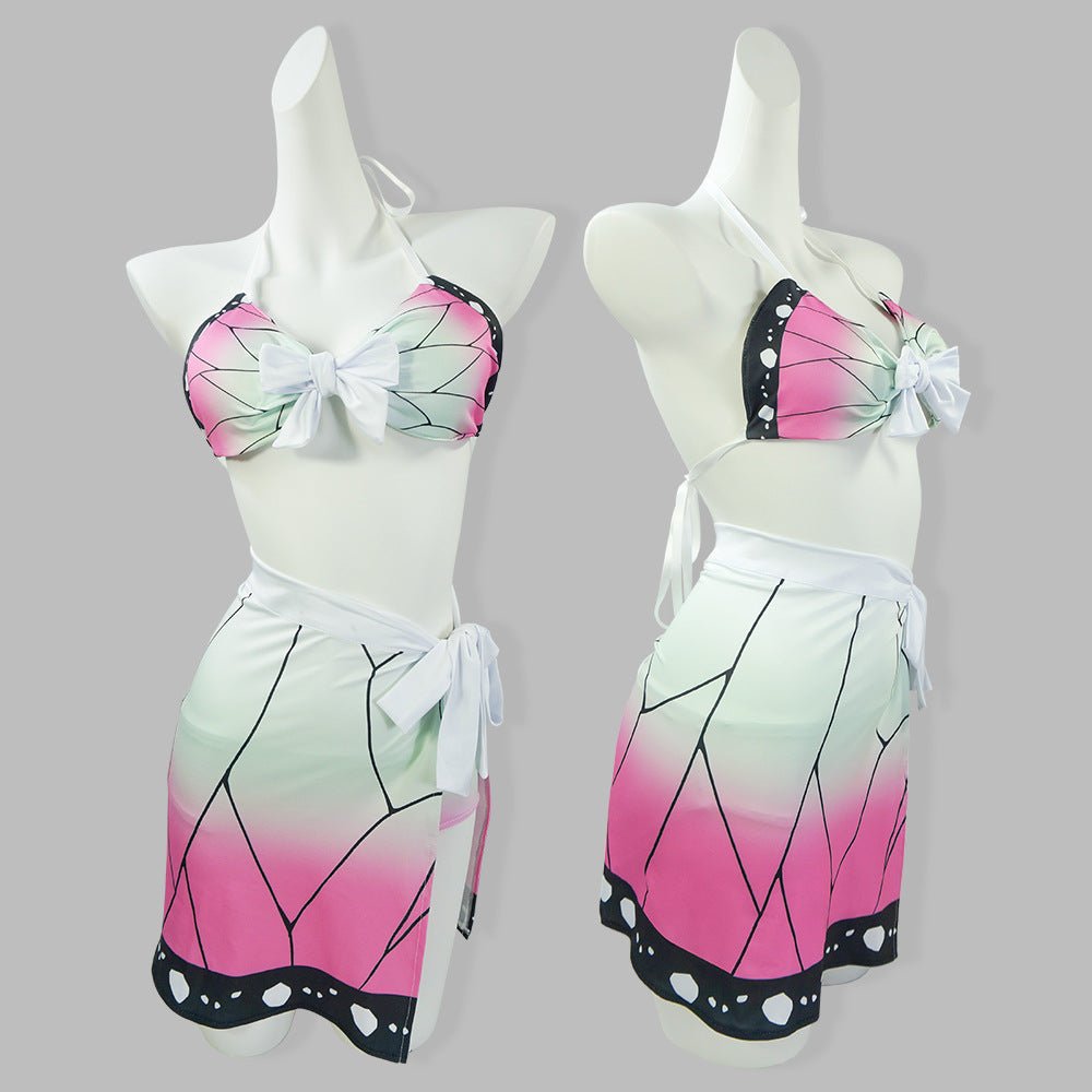 Demon Slayer: Kimetsu no Yaiba Agatsuma Zenitsu, Kochou Shinobu, Kamado Tanjiro Swimsuit Cosplay Costume - Coscosmos