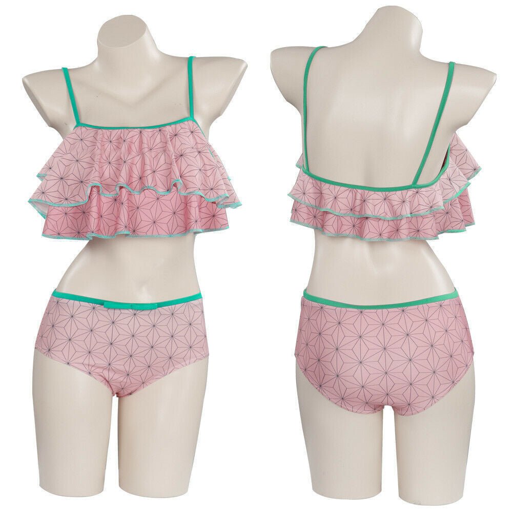 Demon Slayer: Kimetsu no Yaiba Agatsuma Zenitsu, Kochou Shinobu, Kamado Tanjiro Swimsuit Cosplay Costume - Coscosmos