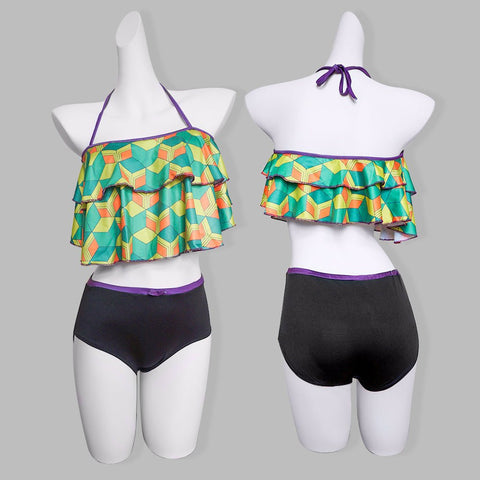 Demon Slayer: Kimetsu no Yaiba Agatsuma Zenitsu, Kochou Shinobu, Kamado Tanjiro Swimsuit Cosplay Costume - Coscosmos