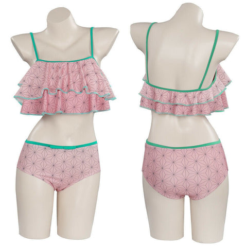 Demon Slayer: Kimetsu no Yaiba Agatsuma Zenitsu, Kochou Shinobu, Kamado Tanjiro Swimsuit Cosplay Costume - Coscosmos