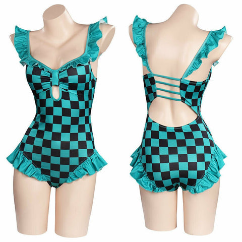 Demon Slayer: Kimetsu no Yaiba Agatsuma Zenitsu, Kochou Shinobu, Kamado Tanjiro Swimsuit Cosplay Costume - Coscosmos