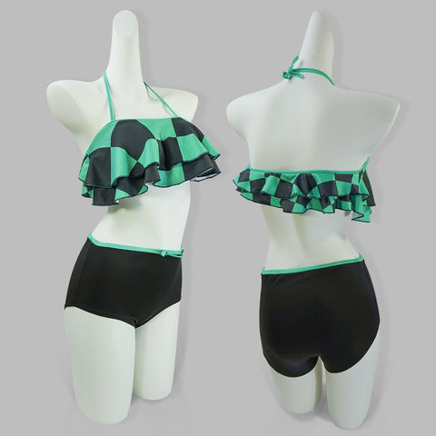 Demon Slayer: Kimetsu no Yaiba Agatsuma Zenitsu, Kochou Shinobu, Kamado Tanjiro Swimsuit Cosplay Costume - Coscosmos