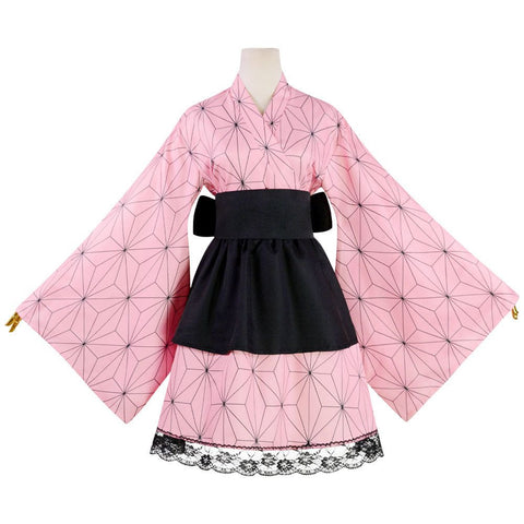 Demon Slayer: Kimetsu no Yaiba Inosuke Hashibira Maid Dress & Kimono Cosplay Costume for Women - Coscosmos