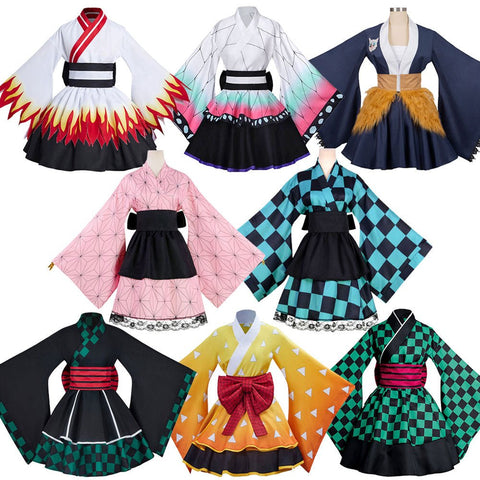 Demon Slayer: Kimetsu no Yaiba Inosuke Hashibira Maid Dress & Kimono Cosplay Costume for Women - Coscosmos