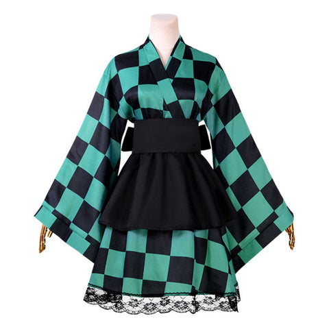 Demon Slayer: Kimetsu no Yaiba Inosuke Hashibira Maid Dress & Kimono Cosplay Costume for Women - Coscosmos