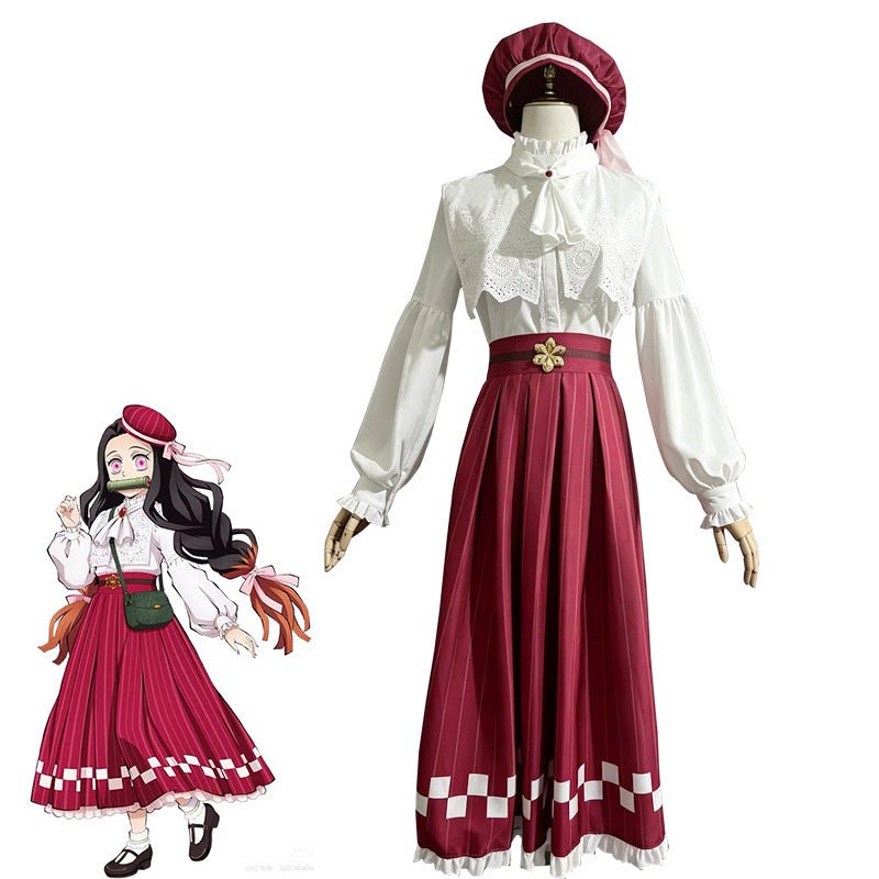 Demon Slayer Kimetsu no Yaiba Kamado Nezuko Cosplay Costume, Premium Outfit for 5th Anniversary Concert - Coscosmos