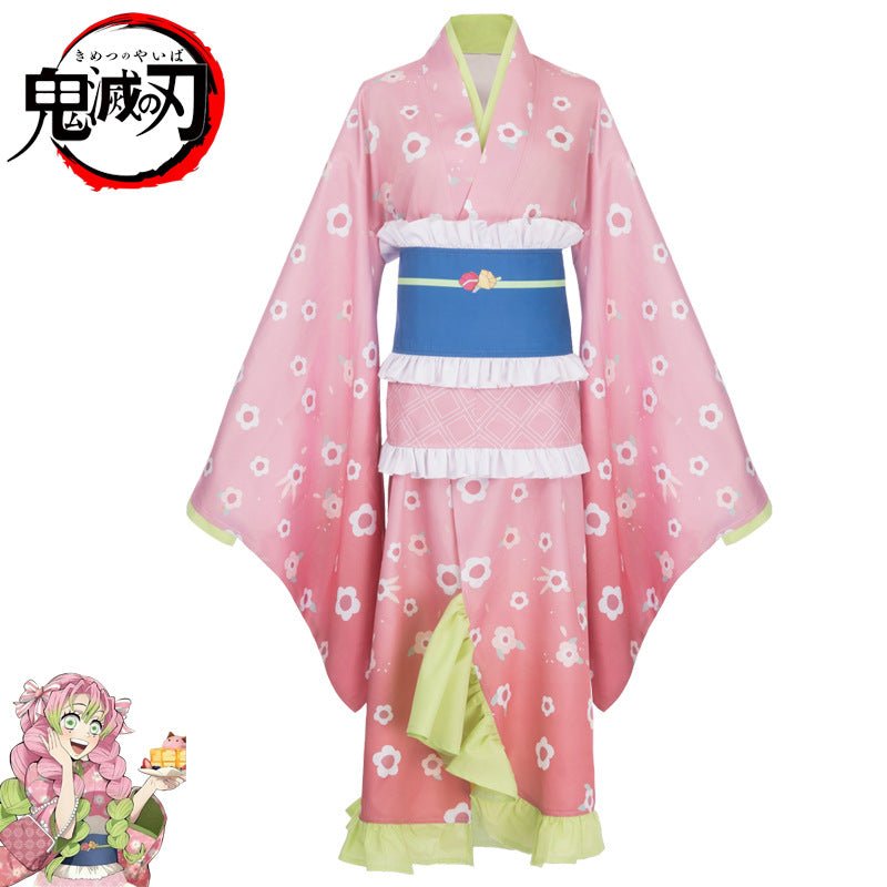 Demon Slayer Kimetsu no Yaiba Kanroji Mitsuri Cosplay Costume, High - quality Kimono Full Set - Coscosmos