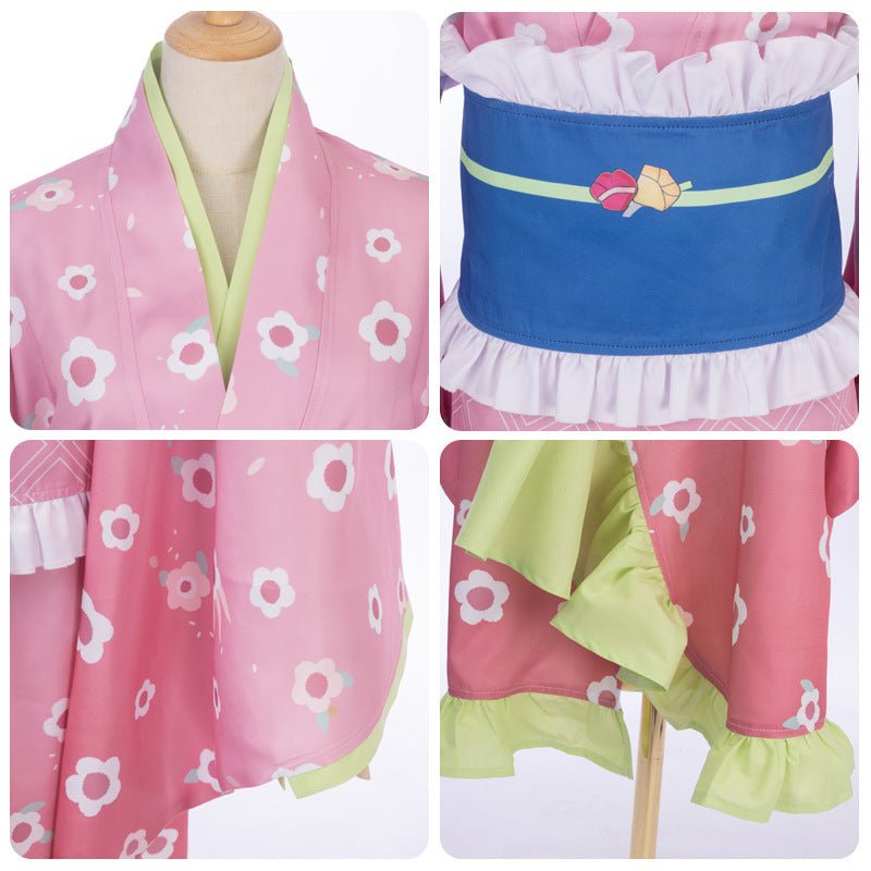 Demon Slayer Kimetsu no Yaiba Kanroji Mitsuri Cosplay Costume, High - quality Kimono Full Set - Coscosmos