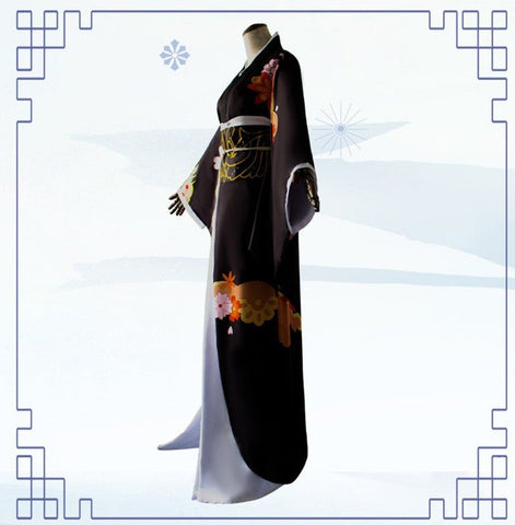 Demon Slayer Kimetsu no Yaiba Kibutsuji Muzan Cosplay Costume, Female Kimono Full Set - Coscosmos
