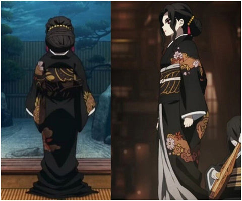 Demon Slayer Kimetsu no Yaiba Kibutsuji Muzan Cosplay Costume, Female Kimono Full Set - Coscosmos