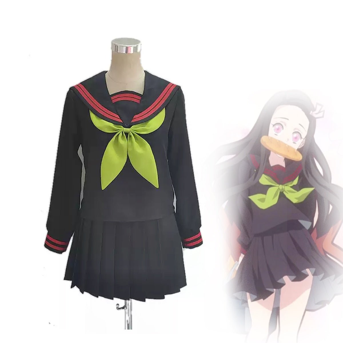 Demon Slayer: Kimetsu no Yaiba Nezuko Kamado, Makomo, Shinobu Kochou Cosplay Sailor Uniform - Coscosmos