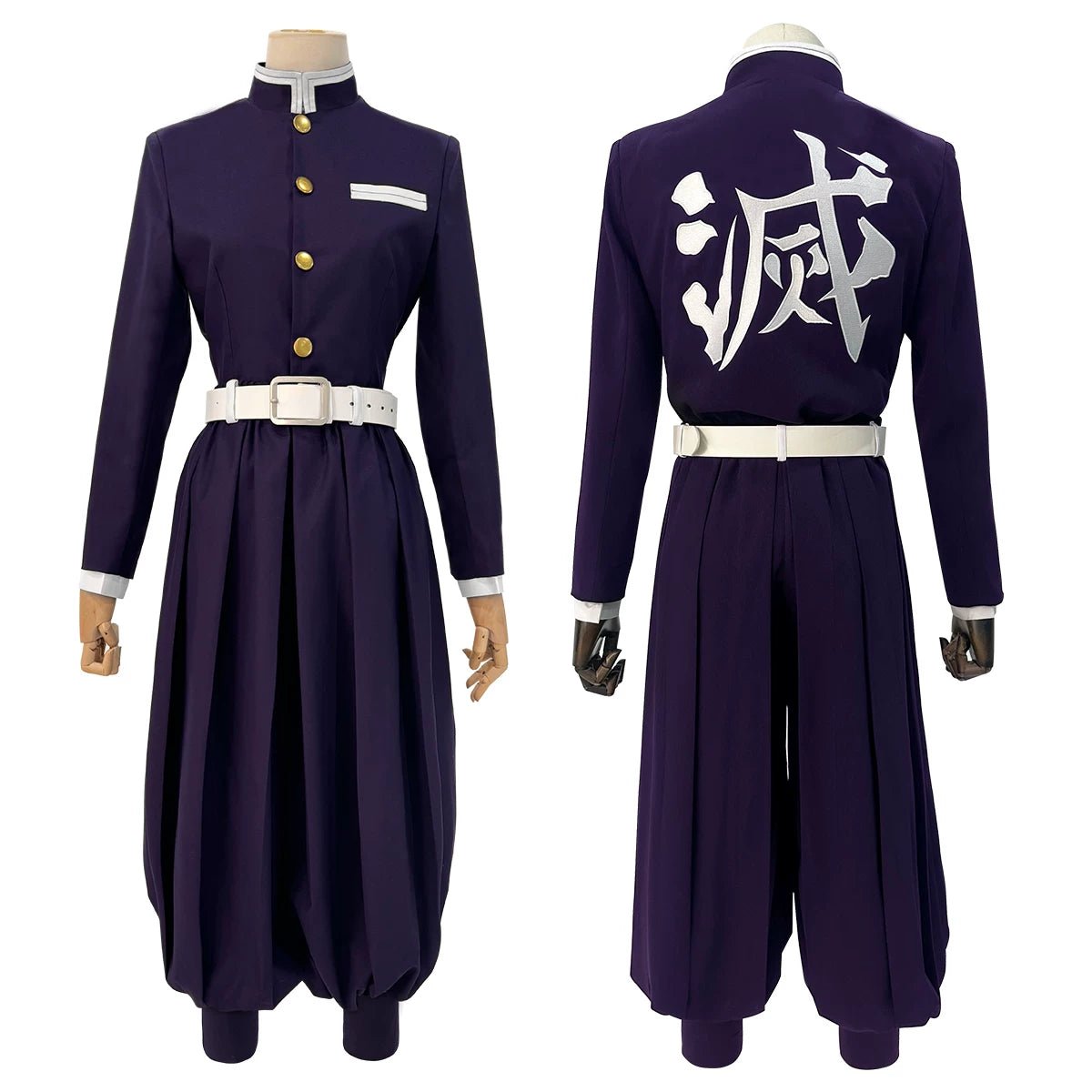 Demon Slayer: Kimetsu no Yaiba Shinobu Kocho Purple Embroidered Corps Uniform Cosplay Costume – Anime - Inspired Authentic Design for Cosplayers - Coscosmos