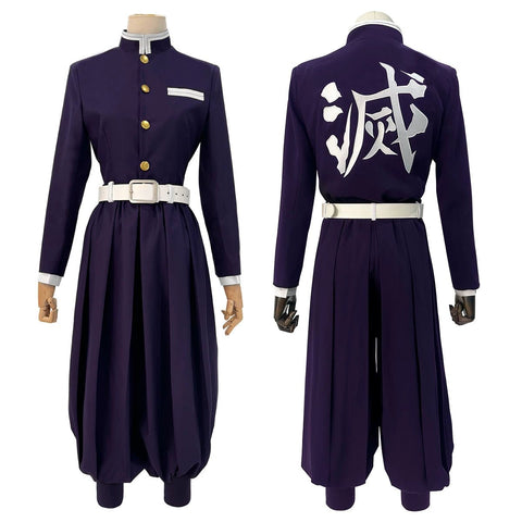 Demon Slayer: Kimetsu no Yaiba Shinobu Kocho Purple Embroidered Corps Uniform Cosplay Costume – Anime - Inspired Authentic Design for Cosplayers - Coscosmos