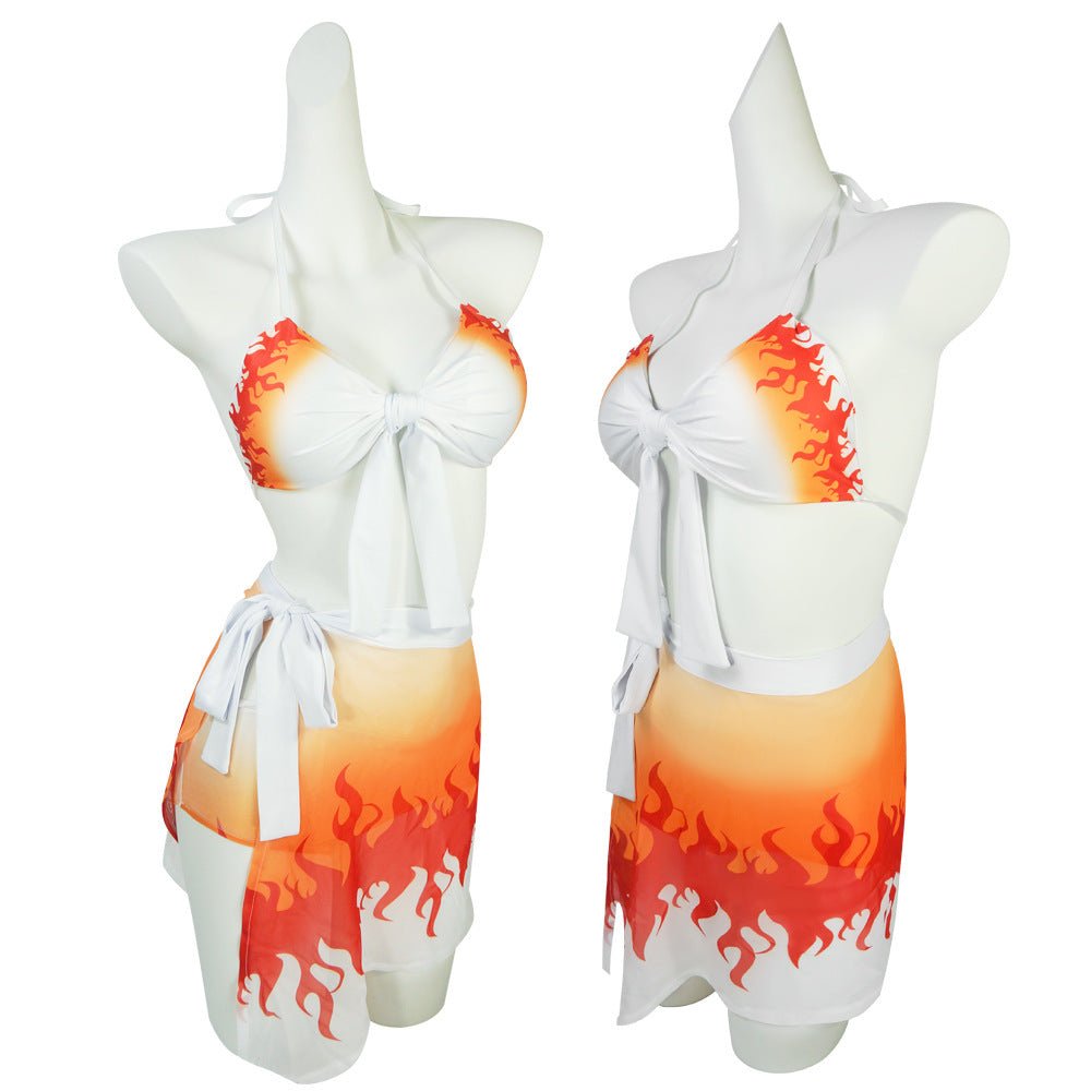 Demon Slayer: Kimetsu no Yaiba Tanjiro Kamado, Nezuko Kamado, Shinobu Kochou Cosplay Costume, High Quality Apron & Swimsuit - Coscosmos