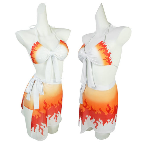 Demon Slayer: Kimetsu no Yaiba Tanjiro Kamado, Nezuko Kamado, Shinobu Kochou Cosplay Costume, High Quality Apron & Swimsuit - Coscosmos