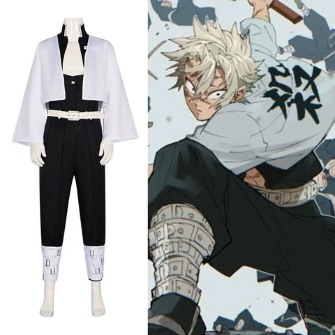 Demon Slayer Wind Hashira Sanemi Shinazugawa Cosplay Outfit with Wig - Coscosmos