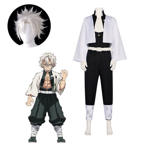 Demon Slayer Wind Hashira Sanemi Shinazugawa Cosplay Outfit with Wig - Coscosmos
