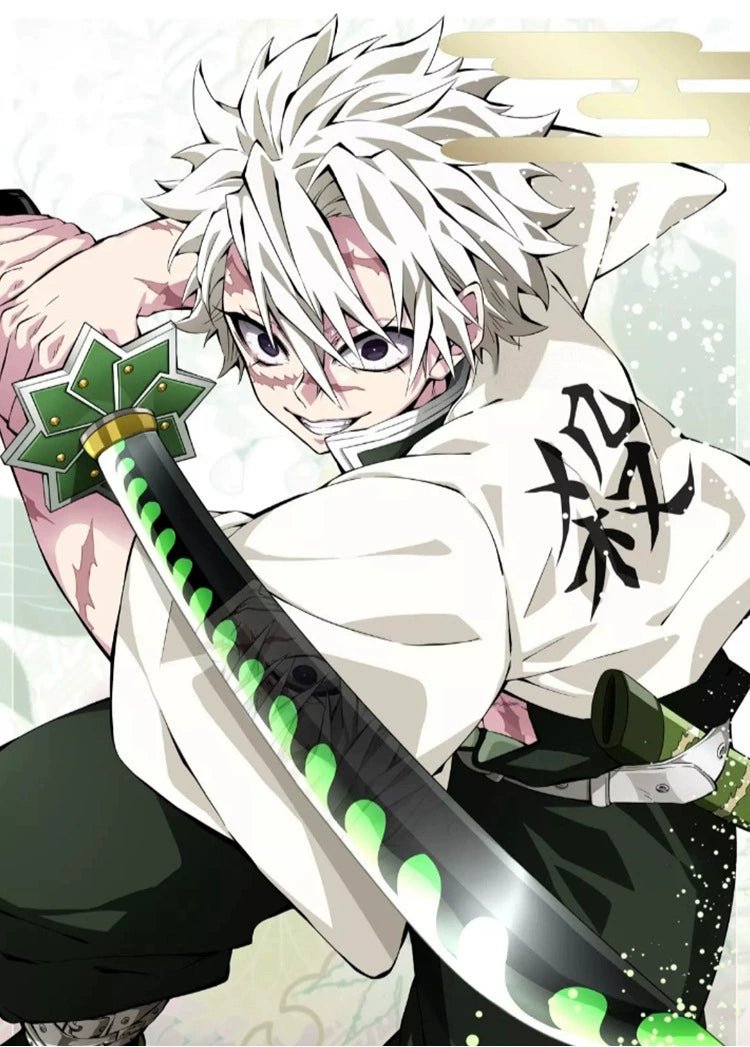 Demon Slayer Wind Hashira Sanemi Shinazugawa Cosplay Outfit with Wig - Coscosmos