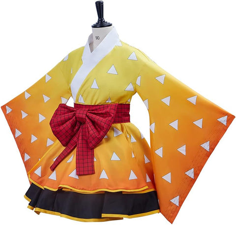 Demon Slayer: Zenitsu Yellow Triangle Haori - Officially Licensed Cosplay Kimono Robe - Coscosmos