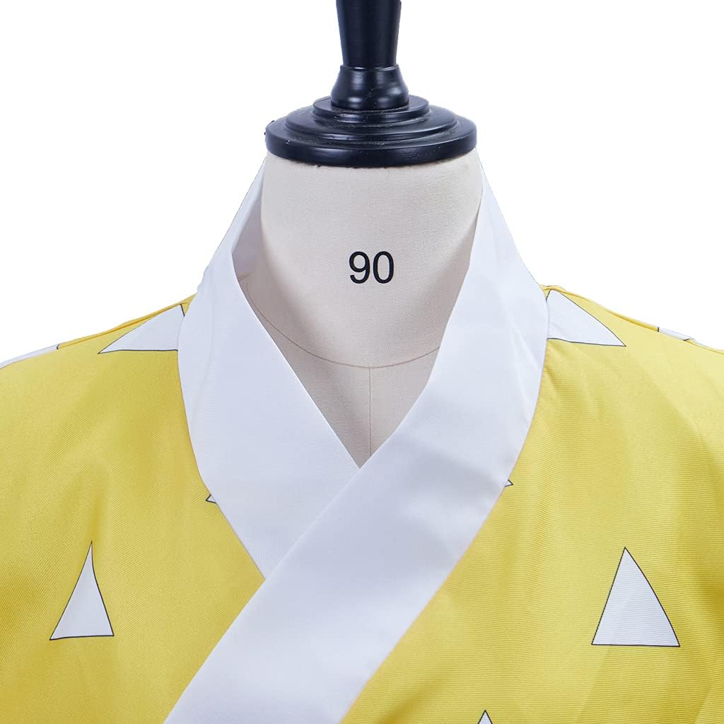Demon Slayer: Zenitsu Yellow Triangle Haori - Officially Licensed Cosplay Kimono Robe - Coscosmos