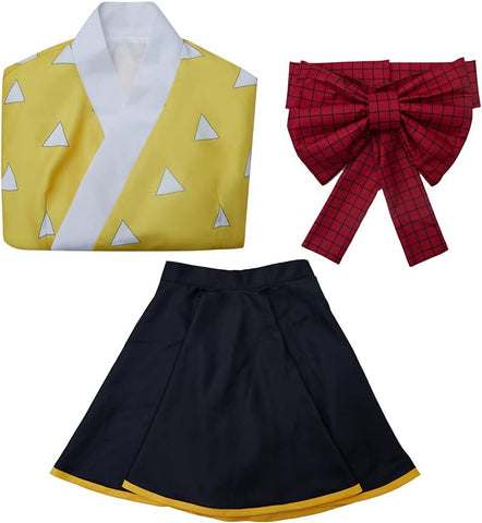 Demon Slayer: Zenitsu Yellow Triangle Haori - Officially Licensed Cosplay Kimono Robe - Coscosmos
