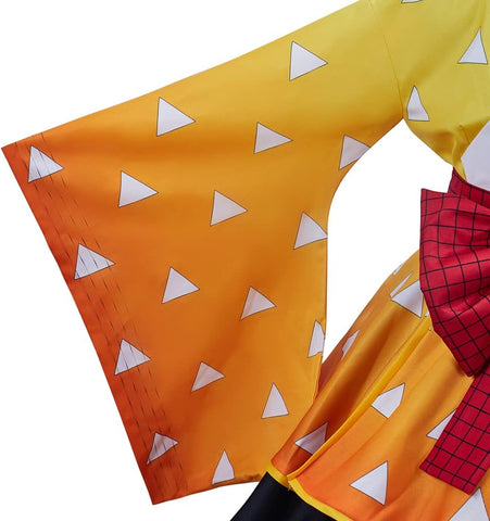 Demon Slayer: Zenitsu Yellow Triangle Haori - Officially Licensed Cosplay Kimono Robe - Coscosmos