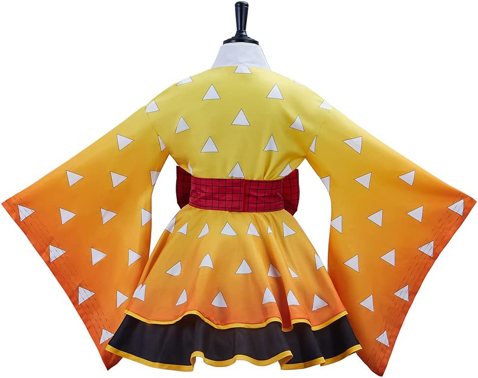 Demon Slayer: Zenitsu Yellow Triangle Haori - Officially Licensed Cosplay Kimono Robe - Coscosmos